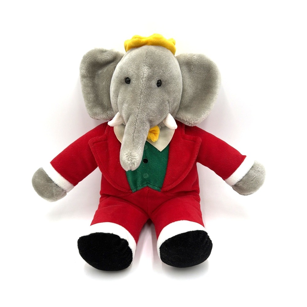 Babar Elephant 1988 Stuffed Plush Doll Red Gund Suit